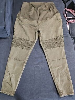 Olive Green Stretch Moto Leggings